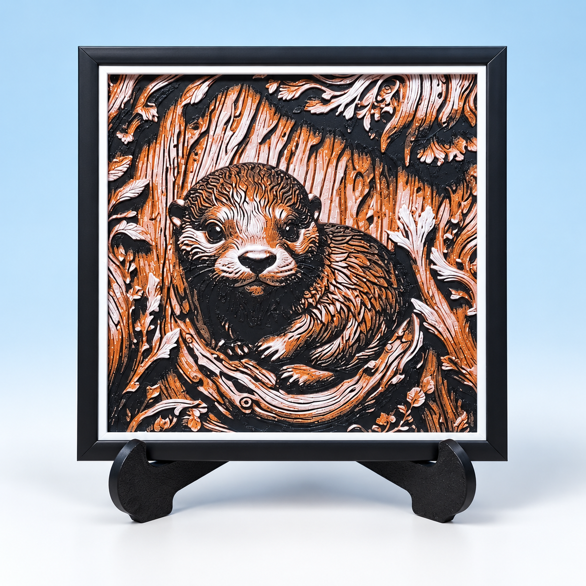Wood Carving Baby Otter HueForge — hero styled mockup