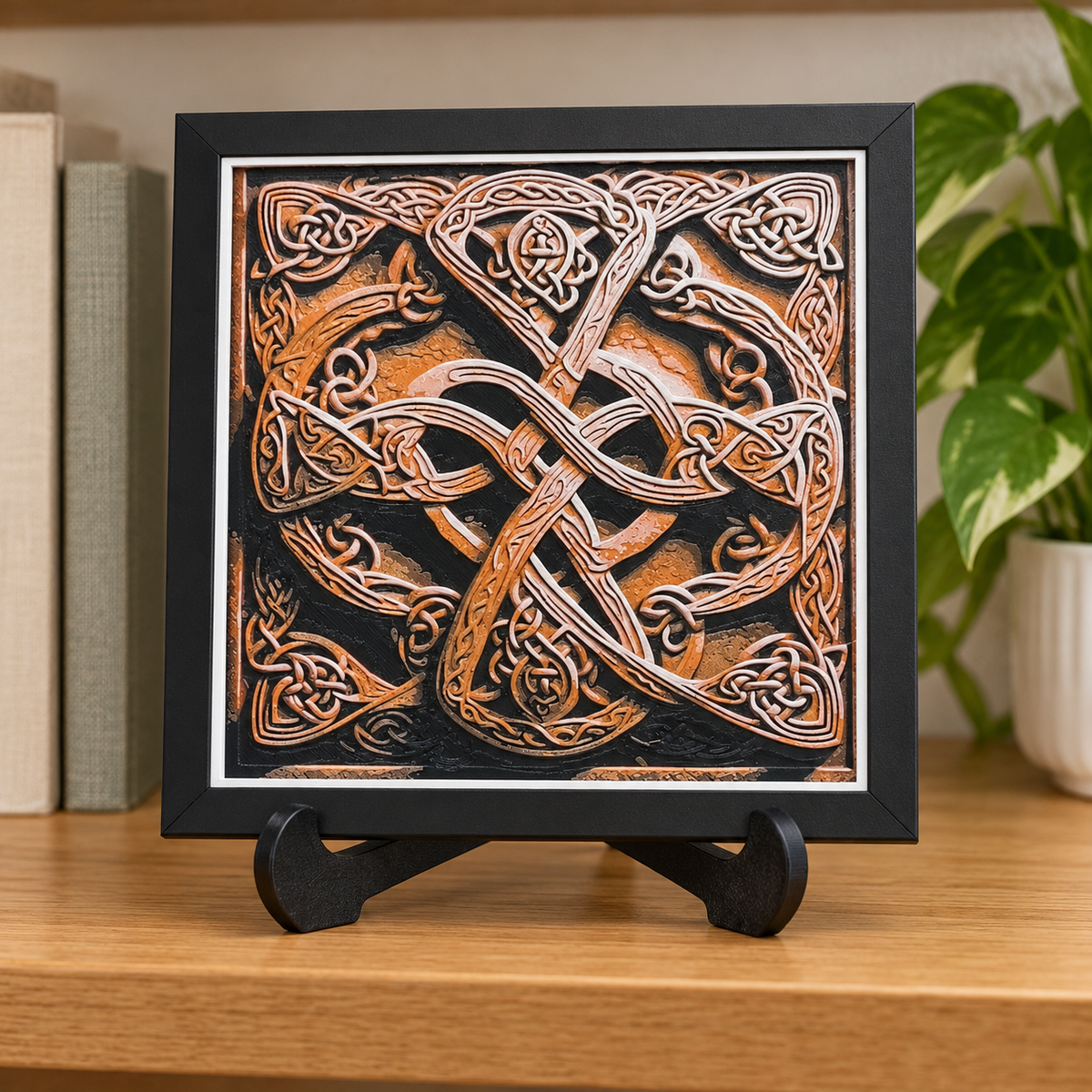 Celtic Knot — HueForge Art — bookshelf styled mockup
