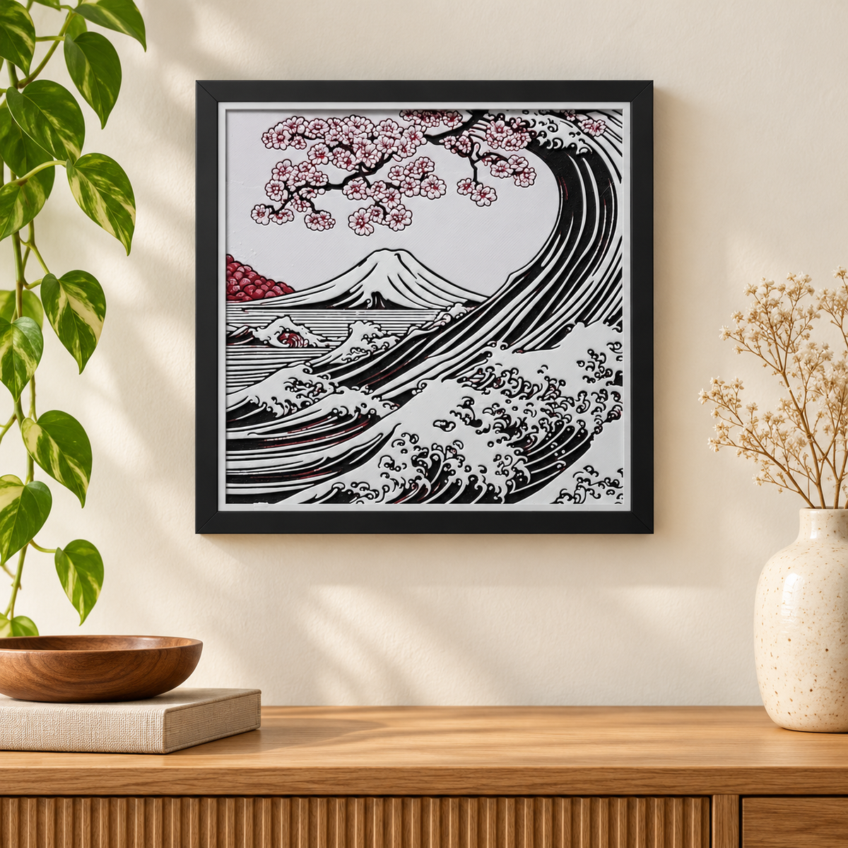 Great Wave Over Fuji — HueForge Art — wall styled mockup