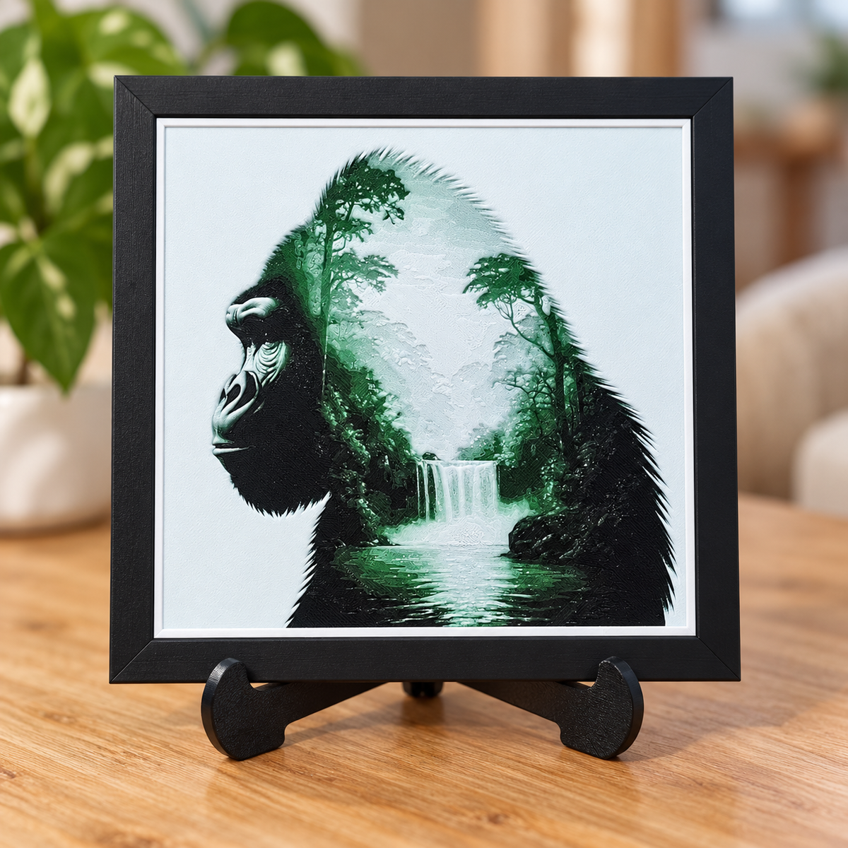 Double Exposure Gorilla — HueForge Art — easel styled mockup