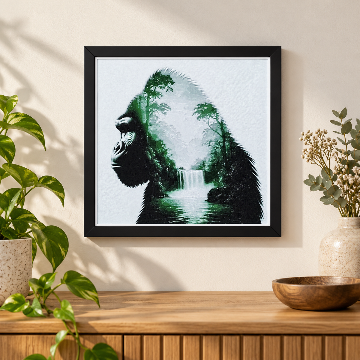 Double Exposure Gorilla — HueForge Art — wall styled mockup
