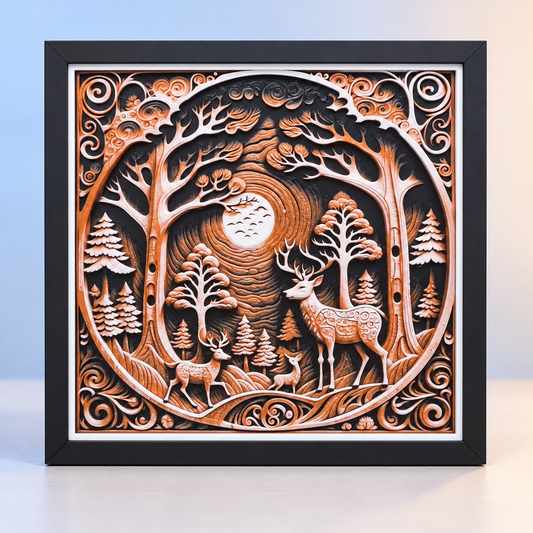 In The Forest HueForge with black SnapFrame and thin white border — hero