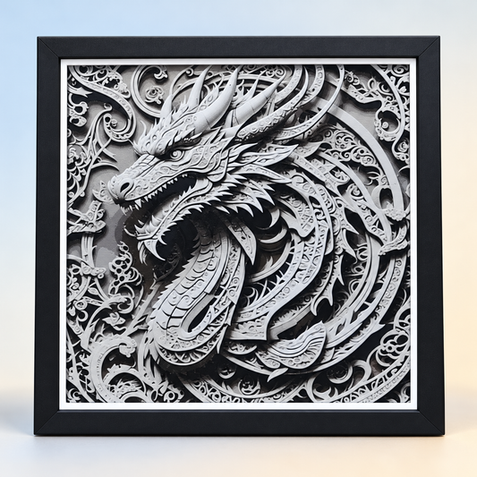 Kirigami Dragon — HueForge Art — hero styled mockup