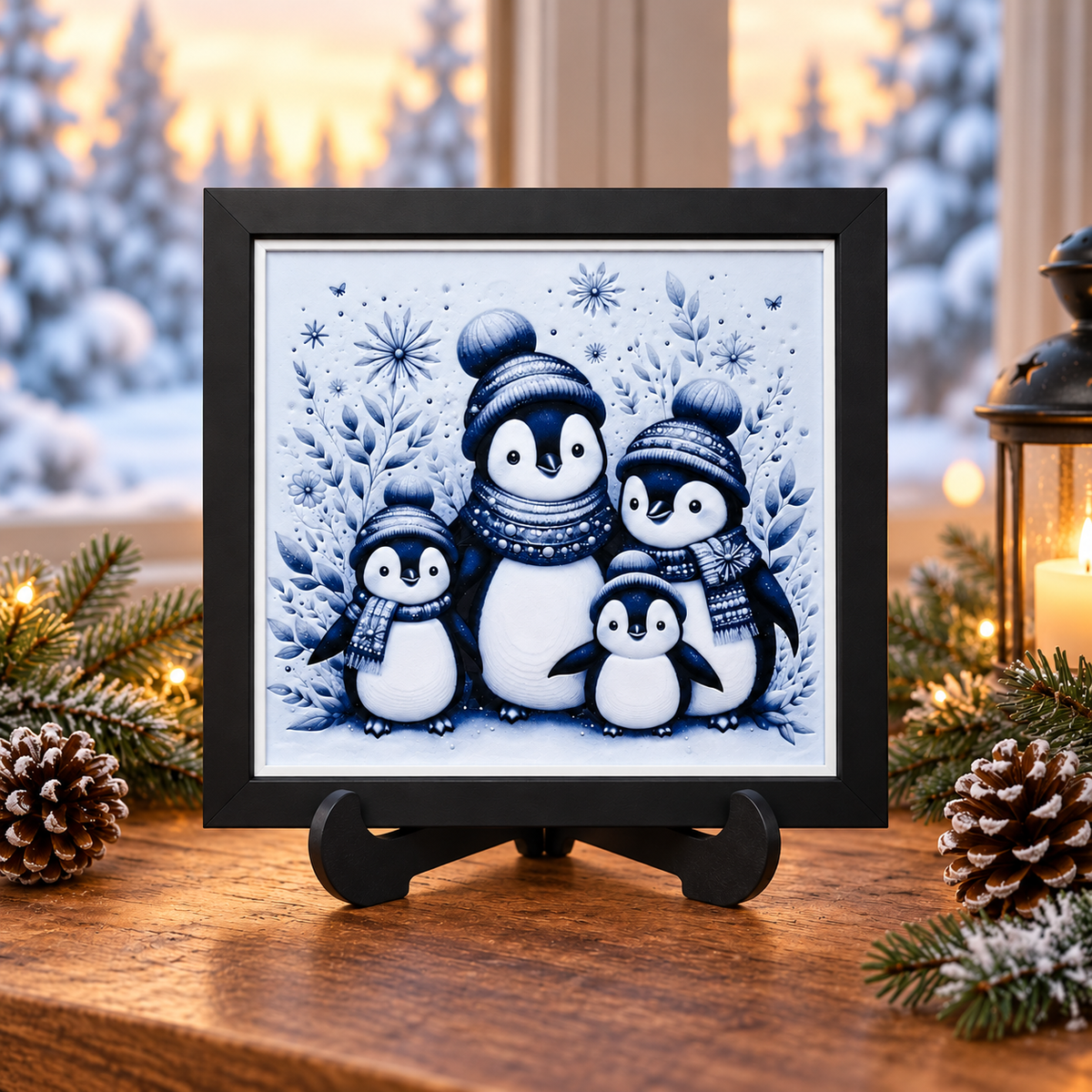 Winter Penguins — easel winter styled mockup