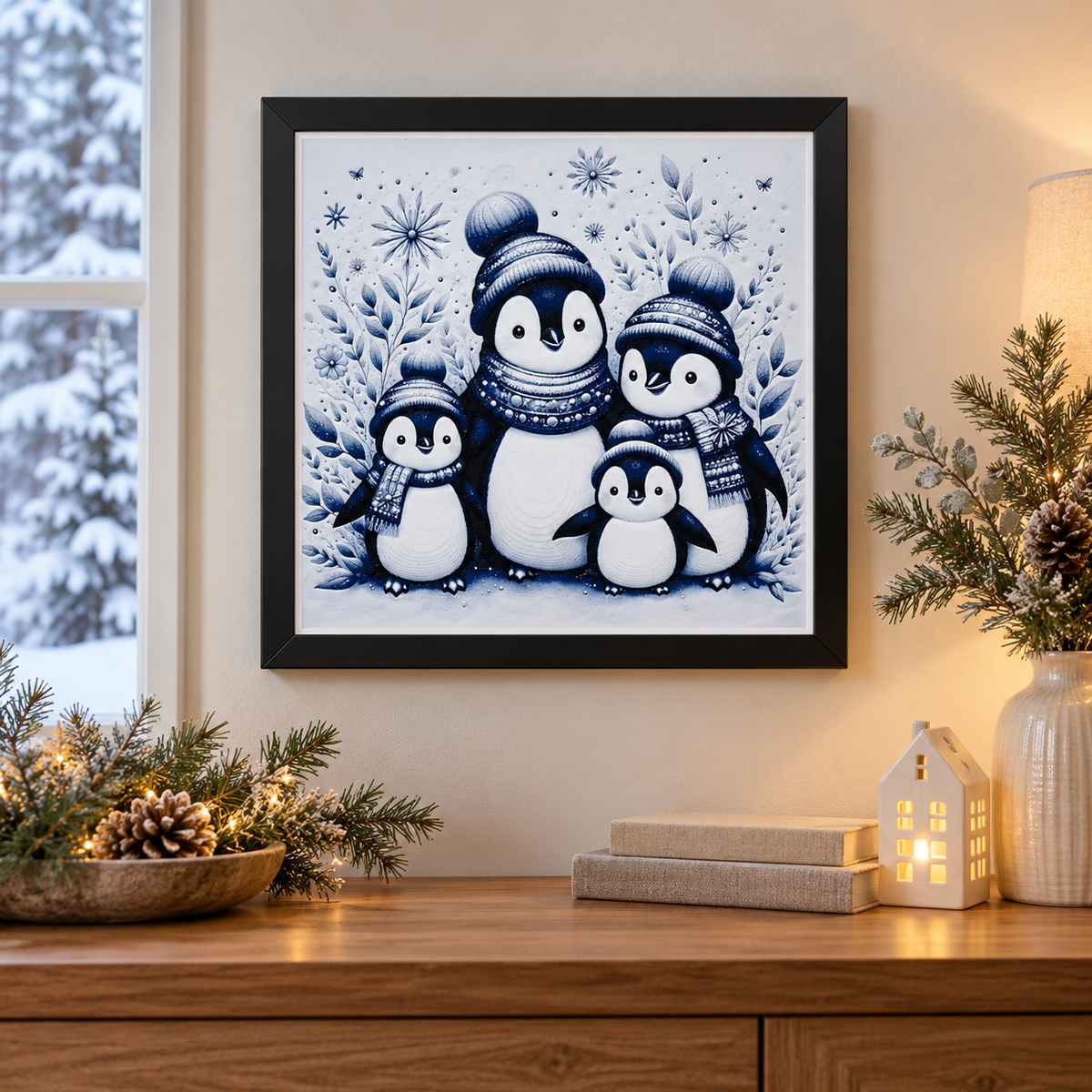 Winter Penguins — wall winter styled mockup