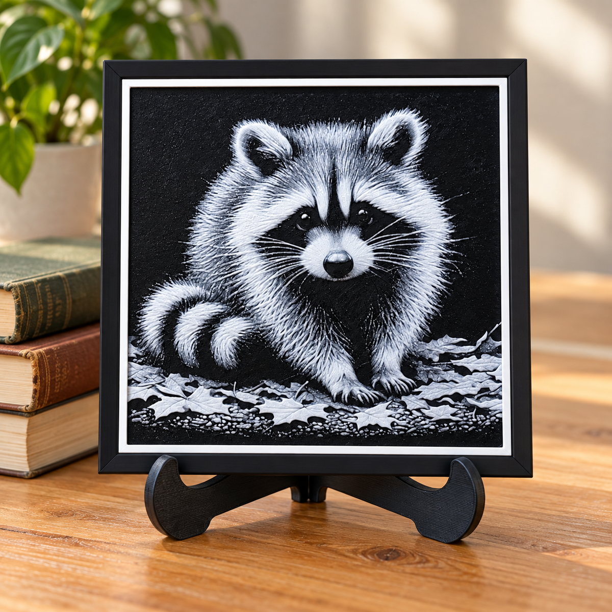 Raccoon HueForge — easel styled mockup