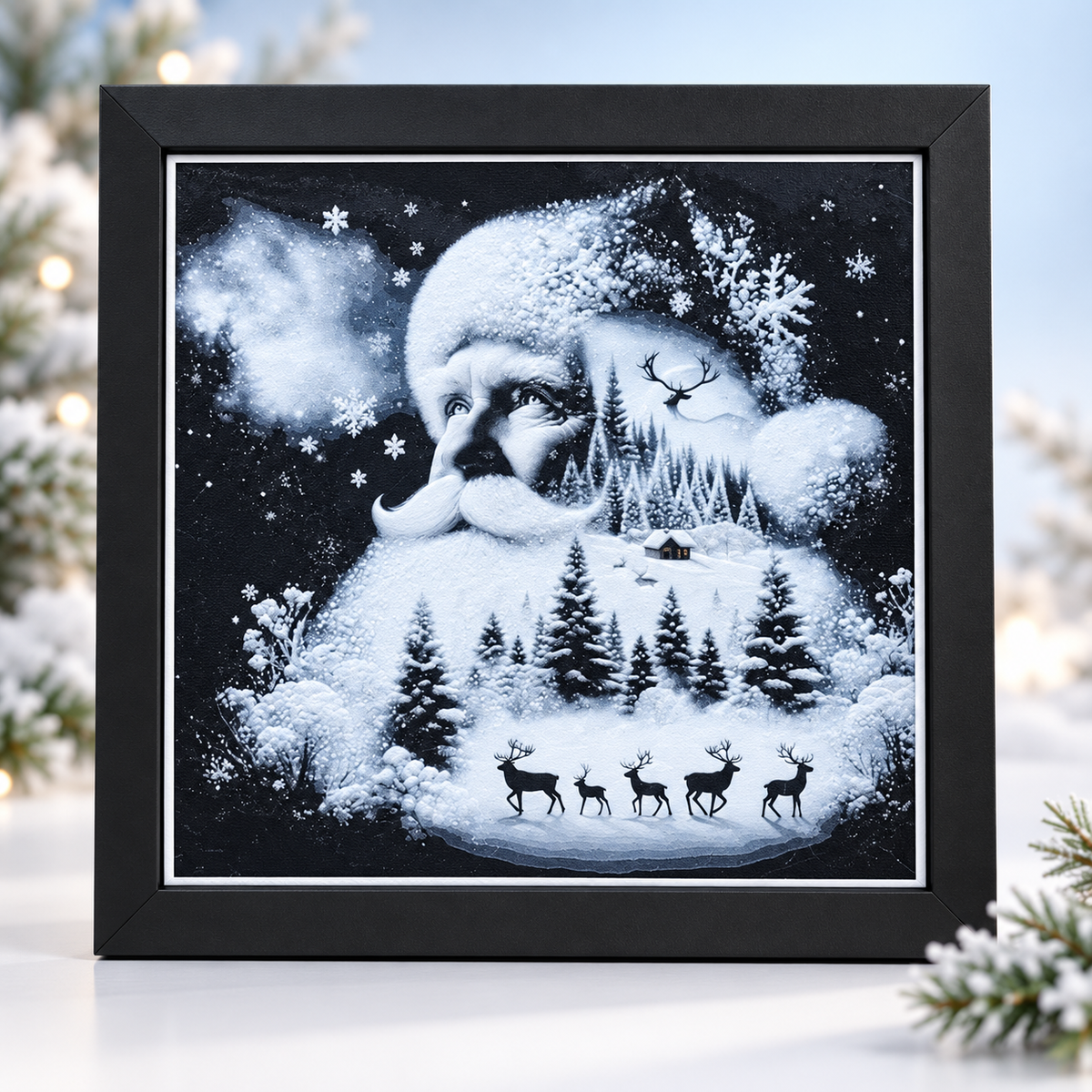 Santa HueForge art — hero, winter styled mockup