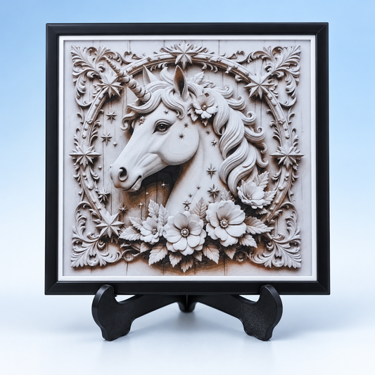 Wood Carving Unicorn HueForge — hero styled mockup