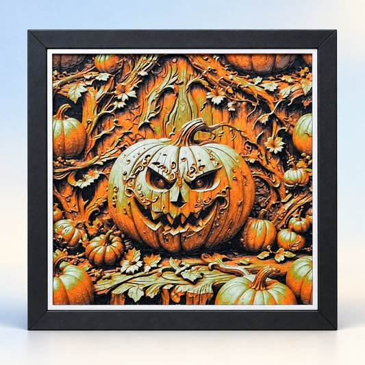 Wicked Pumpkin HueForge styled mockup with black SnapFrame — hero